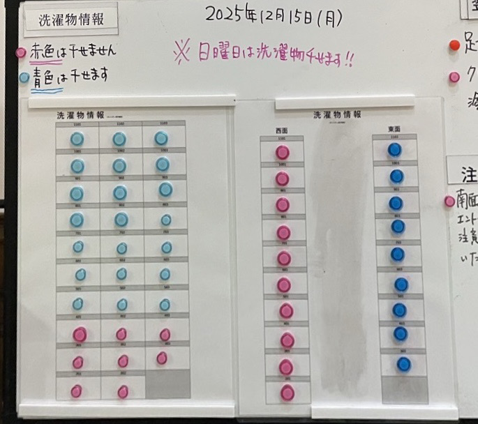 工事中の洗濯物情報のイメージ